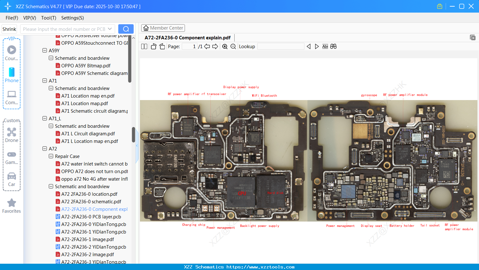 OPPO A72-2FA236-0 Component Explain